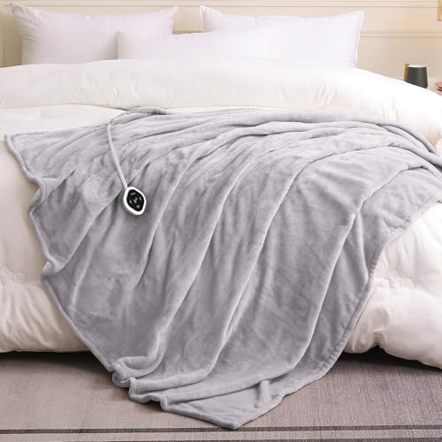 Image of HOMLYNS LuxeHeat Heated Blanket Electric Blanket Twin Size, Soft Flannel Sherpa Heating Blanket with 10 Heat Settings, 1-10 hrs Timer Auto Shut Off (62x84 inches, Taupe), Only for 120V Voltage Use