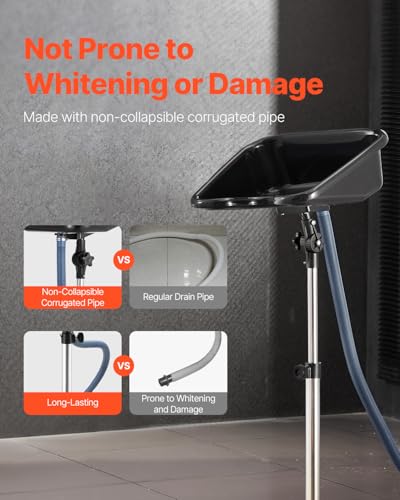 VEVOR Friseur Waschbecken, Haarwaschwanne mit einstellbarer Höhe und Winkel, mit Ablaufschlauch & sternförmigem Sockel für den Einsatz im Friseursalon, Schönheitssalon, Spa-Center, schwarz