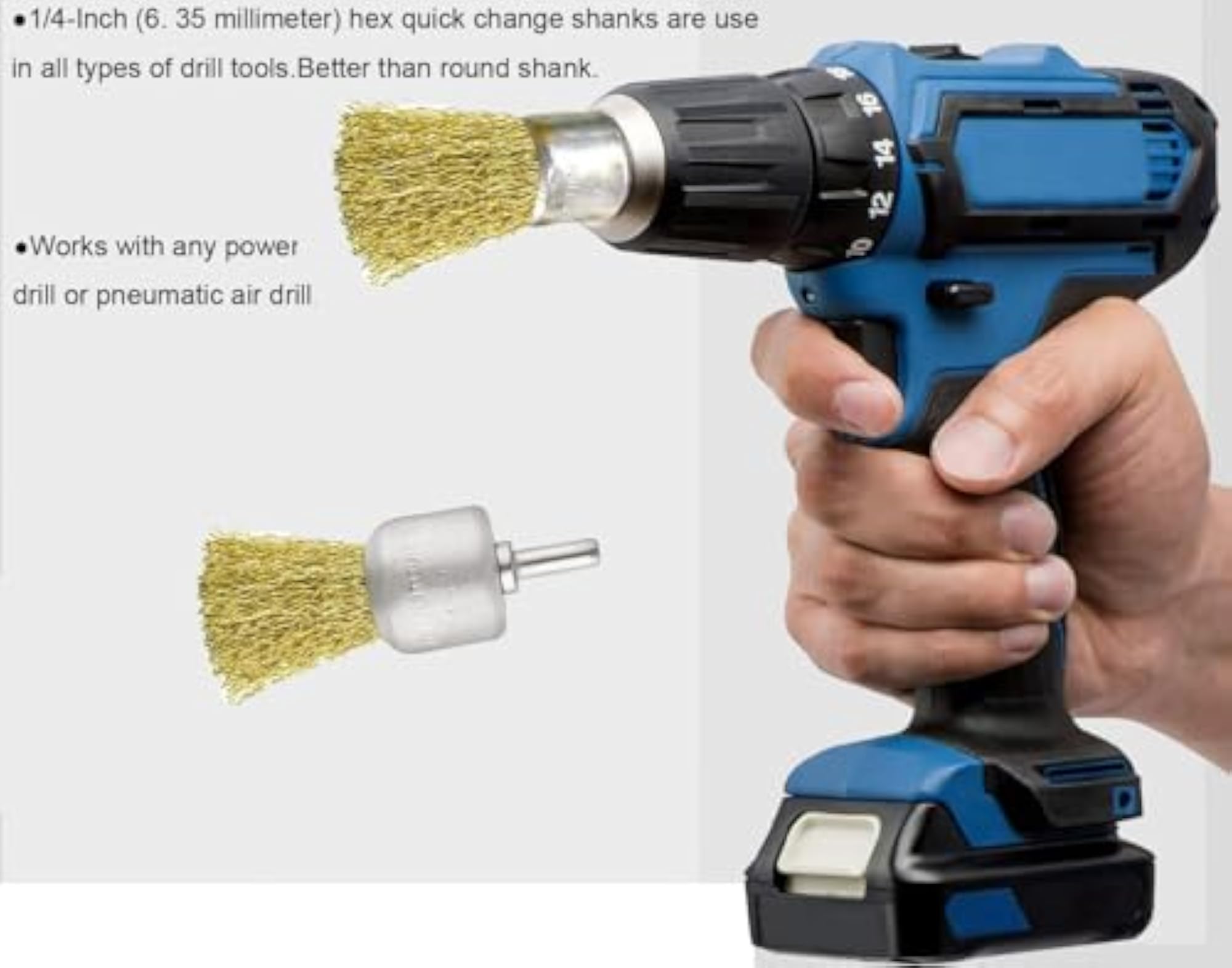 1/4inch 19mm End Wire Brush Set, 5 Pieces