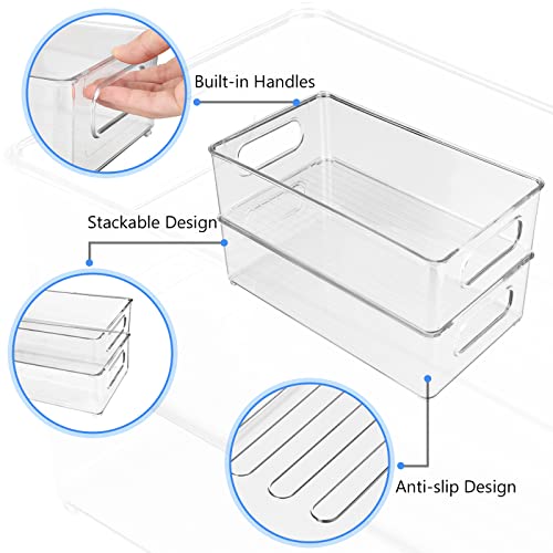 Diwoker Kühlschrank Organizer Stapelbar, Aufbewahrungsbox Küche Organizer, Speisekammer Vorratsbehälter Durchsichtig Behälter für Kühlschrank, Küchen, Schränke