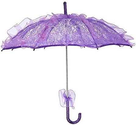 ubersweet® Imported Bride Handmade Flower Girls Battenburg Lace Parasol Wedding Party Sun Umbre H8J4