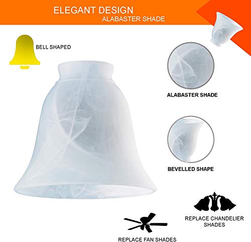 Image of Lighting Replacement Alabaster Shade - Height: 4.75-inch, 5-3 /8 inches Diameter, Milky Scavo Glass Bell Shade - Standard 2-1 /4-inch Fitter