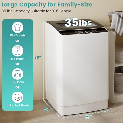 Image of Auertech 35 lbs Washing Machine, Fully Automatic Portable Washer with LED Display, 12 Wash Cycles, 8 Water Levels, Large Capacity Washer and Spin Dryer Combo with Drain Pump for Apartment, Home