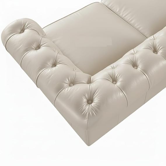 Image of A to Z Furniture Classic 3+2=5 Seater Sofa Set Luxury Chesterfield Leatherette Sofa in for Home Living Room & Office (3+2=5 Seater Sofa Beige)