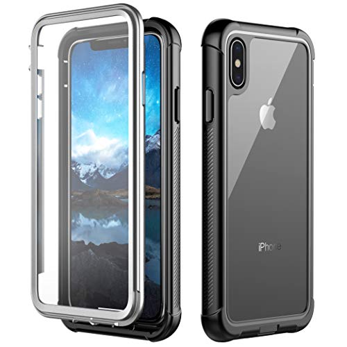 Singdo iPhone Xs Max Case, Built-in Screen Protector Cover 360 Degree Protection Rugged Clear Bumper Case Compatible with iPhone Xs Max 2018 Released (6.5 inch)