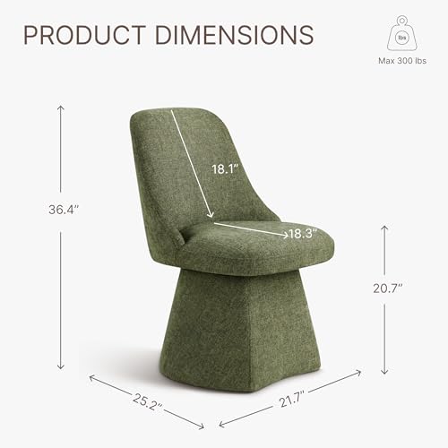 Image of KISLOT Swivel Dining Chairs Set of 1, Upholstered Mid Century Modern Deskchair with High Back, Linen Fabric Kitchen Chairs for Dining Room, Bedroom, Dressing Room, Green