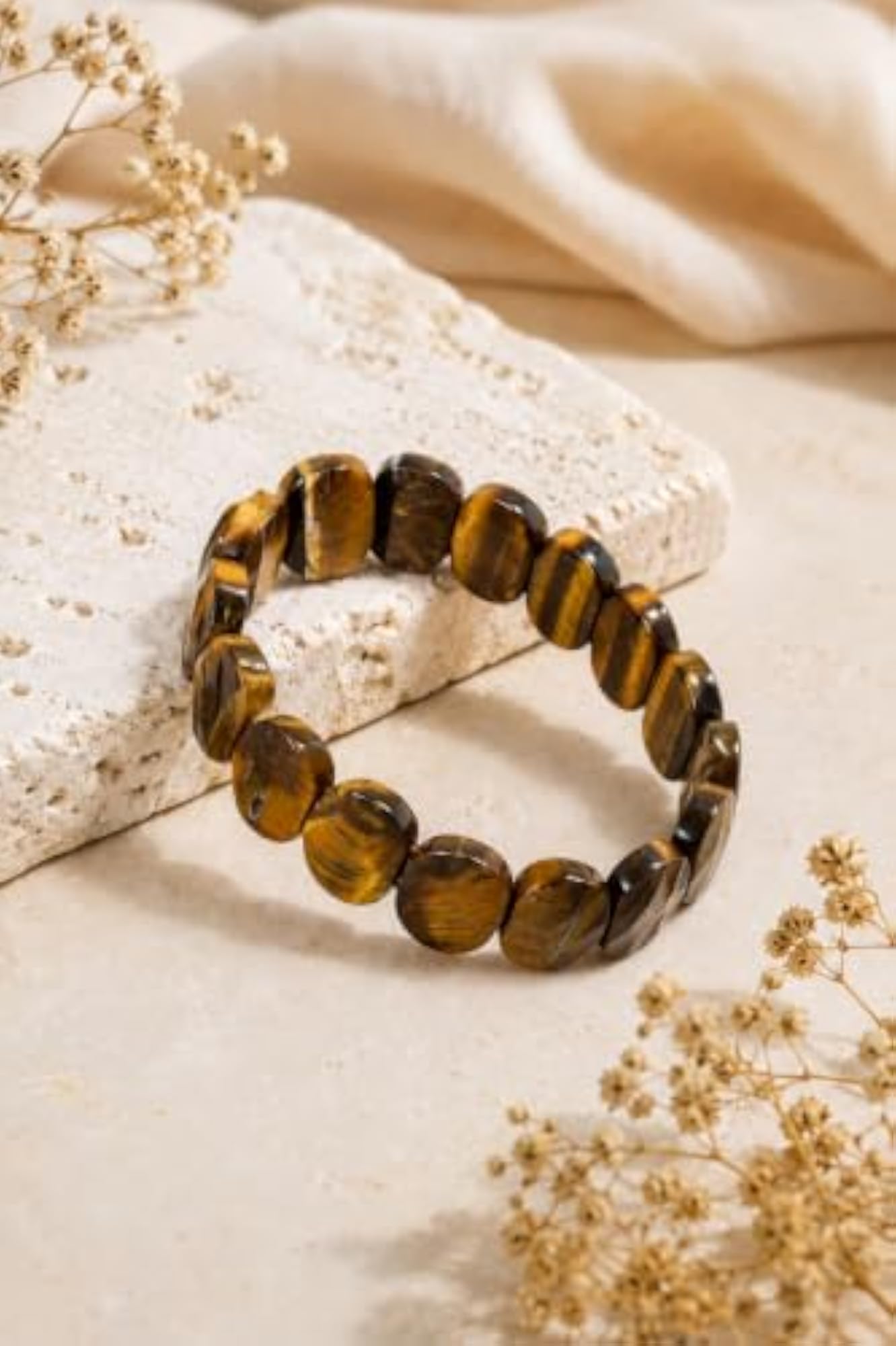 ROYAL BEADS Natural Tiger Eye Crystal Bracelet, Unisex
