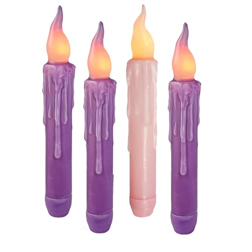 Image of LED Flameless Short Taper Candles with Remote, 6.7 Inch Advent Candlesticks Dripless Battery Operated Flame Christmas Candle for Fireplace Holiday Decor, Pack of 4