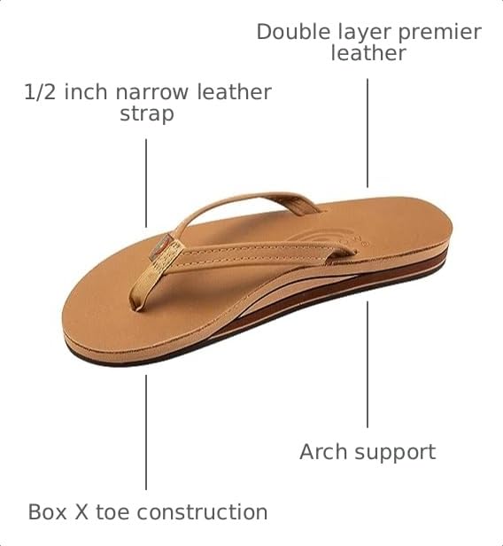 Image of Rainbow Sandals Women's Double Layer, Narrow Strap, Leather Sandals w /Arch