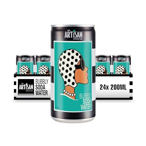 The Artisan Drinks Company Bubbly Soda Water - 200mlx24 Soda Water Cans - Soda Water Multipack - Zero Calories - Enhances a Range of Quality Spirits Like Vodka, Whisky & Vermouth