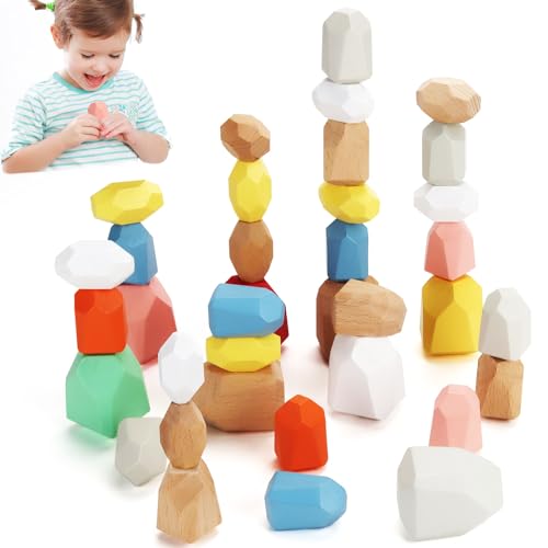 Juguetes, Toy Bloques de Construcción, 36 Piezas de Piedras de Colores Apilables Equilibrar Coloridos Montessori, Stacking Rocks de Clasificación, Juguetes Educativos...