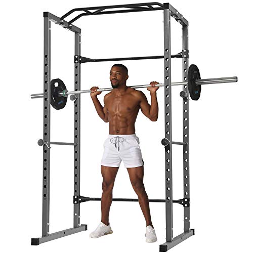 Kicode Power Squat Rack, Heavy Duty Multi-Function Power Cage Rack, Home Gym Exercise Bench Press Weightlifting Workout Station, Weight Capacity 1000 Pounds