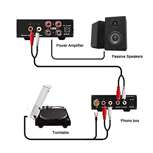 Dilvpoetry Phono Box MM Phono Preamp for Turntable Audio Phonograph Preamplifier Pre amp with DC12V(Black)
