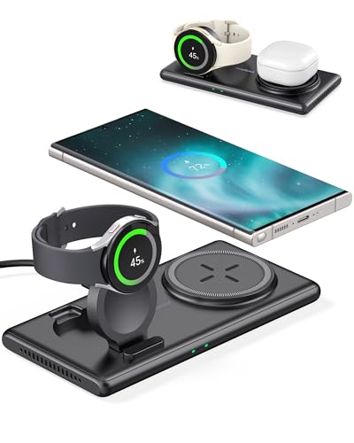 SwanScout Wireless Charger for Samsung Galaxy S24 Ultra/24/23/22/21, SwanScout 502S, 2 in 1 Wireless Charging Station for Samsung Watch 6/6 Classic/5/5 Pro/4/4/3, Galaxy Buds 2/+/Pro/Live(No Adapter)