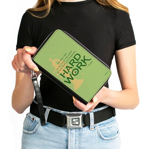 Buckle-Down Disney Wallet, Zip Around, The Princess and the Frog Tianas Hard Work Quote Greens, Vegan Leather4