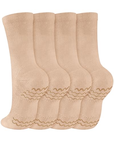 Jecery 2 Pairs Dance Non Slip Socks for Women Girl Dancer Compression Dancing Ankle Sock Ballet Dance Stocking with Spin Spot(M Light-skin)