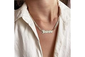 Personalized Old English Name Necklace With Curb Chain