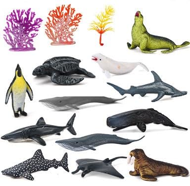 Amazon.co.jp: ジオラマ 動物 海洋生物 海 クジラ サメ カメ ペンギン
