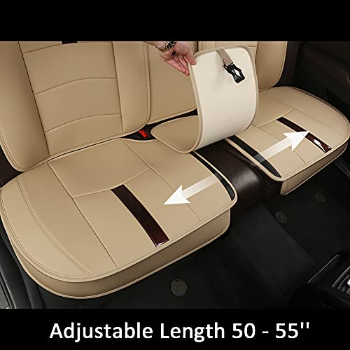 West Llama Leather Car Seat Covers Full Set, Luxury 5 Seaters Leatherette Automotive Vehicle Cushion Cover for Cars, Waterproof, Beige - Thumbnail 6