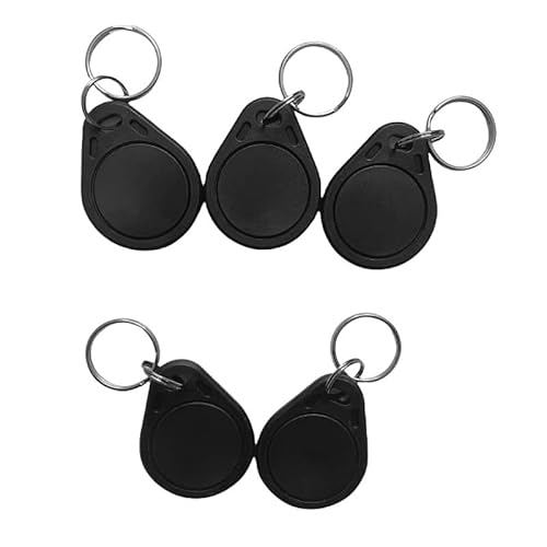 JWFKWNH 13.56MHz RFID UID Key Fob, 0 Sector Writable, Changeable Rewritable Programmable UID Tag, Black Access Control Keychain, 5 Pack