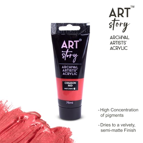 Image of Itsy Bitsy Art Story Artists Acrylic Colour Crimson Red 75ml Tube | Rich Pigment, Smooth Finish, Quick Drying Paint for Canvas, Paper, Craft & DIY Projects