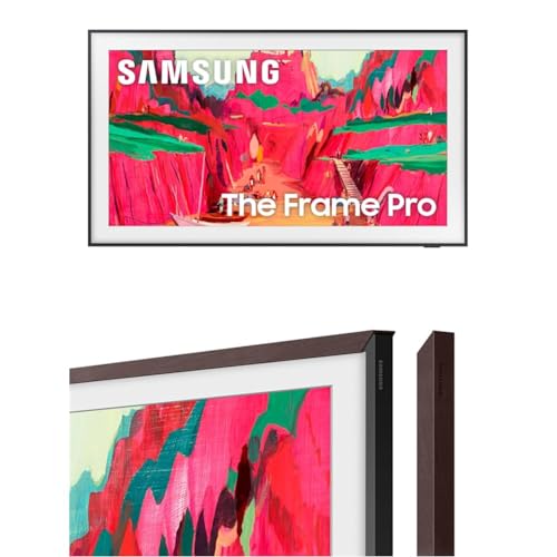 Image of SAMSUNG 65-Inch The Frame Pro LS03FW 4K Neo QLED Mini LED Smart TV (2025 Model) with Modern Brown Customizable Bezel Bundle