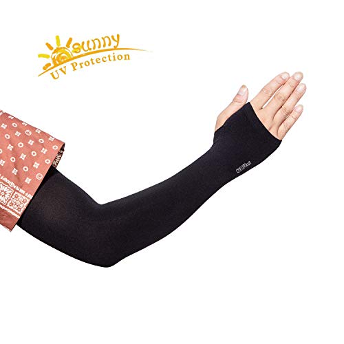 Arm Sleeve for Women Men, 5 Pairs Cooling UPF50 UV Protection Sun Sleeves Sports Compression Sleeves to Cover Arms, Thumb Hole, Black4