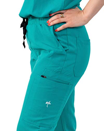 Image of Mim Jogger Scrub Pants for Women, Skinny Leg Joggers, Burgundy, Black, Navy Blue, Green