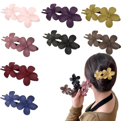 Pinces à cheveux à fleurs mates lot de 8 barrettes plates cheveux bouclés raides