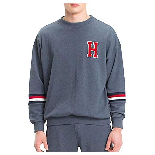 Tommy Hilfiger Men's Corporate Logo Tracksuit Sweatshirt, Indigo Blue Small Indigo Blue