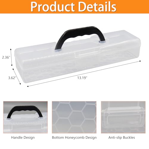 Image of Plastic Storage Container with Lid, Clear Craft Tool Art Supply Sewing Organizer Box with Handle, Small Storage Bin for Paint Brush, Pencils, Crayon, Toys, Ribbons (S 13.19 x 3.62 x 2.3 in)