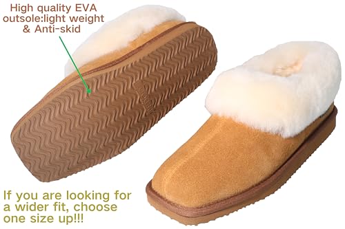 Women's Genuine Suede Uppers Square Toe Boot Slippers Ankel Booties with Sheepskin Collar Memory Foam Warm Comfy Fuzzy Shoes for Indoor Outdoor Winter3