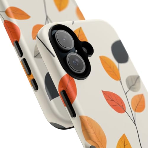 Coque rigide mate iPhone 16 motif feuilles d'automne orange protection design - 2