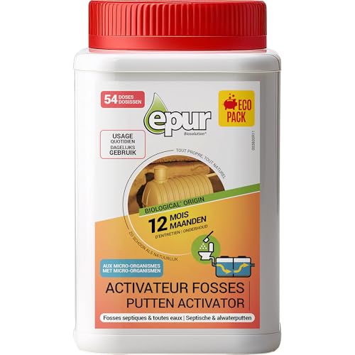 Epur - Activateur Fosses 12 Mois de traitement, prévient engorgements, bouchons des fosses septiques, élimine les mauvaises odeurs, 1,5 kg