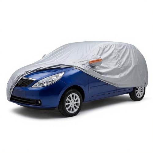 Image of myTVS 100% Waterproof Car Body Cover for Tata Indica Vista - Custom-Fit, Double-Layer, UV & Dust Proof, Mirror Pockets & Elastic Clip Lock (CSK 3A)
