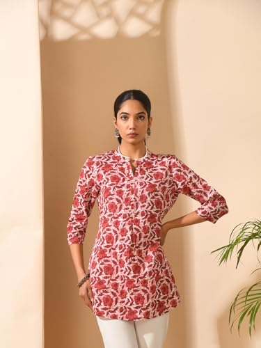 Image of Meesan Women's Casual Ethnic 3 /4 Sleeve Printed Tunic