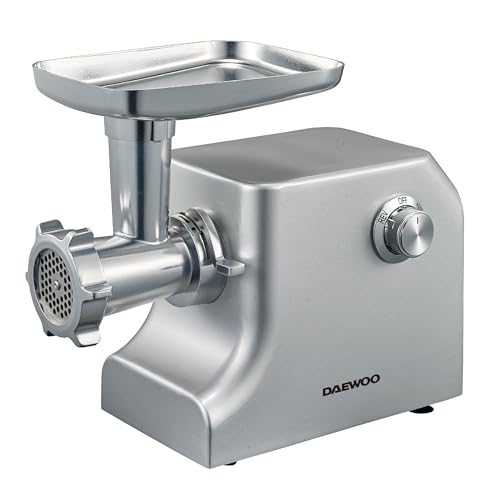 DAEWOO 1800W Powerful Meat Grinder 3.4Kg mincing/min Durable Die-Cast Aluminium Hopper Plate 3 Interchangeable Cutting Plates Sausage&Kube Attachment Made in Japan Blade -DMG3680 2 Year Warranty