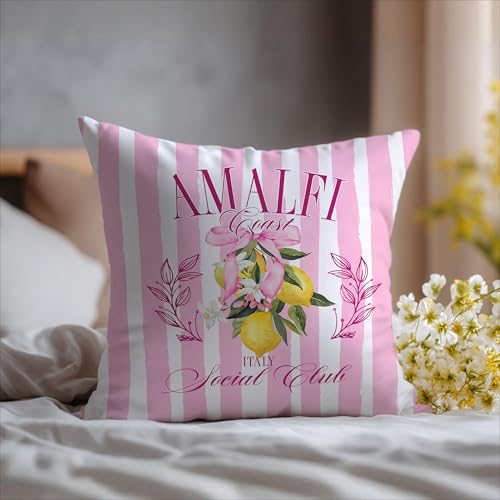 Image of Summer Lemon Coastal Pillow Covers 18x18, Amalfi Coast Decor,Mediterranean Amalfi Coast Party Decorative Throw Pillow Covers Pillowcases for Home Living Room Bedroom