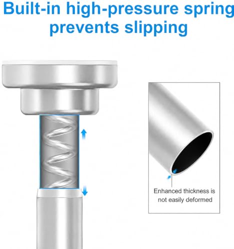 Image of JD FRESH 115 to 215 Cm Extendable Curtain Rod Holder Non-Drilling /Anti-Skid Spring Pull Rod /Stainless Steel Rust Proof Shower Curtain Rod /Window Curtain Rod (Silver)