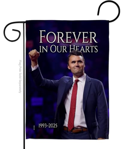 Forever In Our Hearts 1993-2025 Flag Yard Sign Wall Hanging Decor For Home Porch Charlie Kirk Poster Canvas Quote Sign Freedom Support Trump Patriotism Memorial Decoration Garden Remembrance Gift