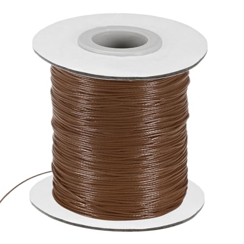 M METERXITY Waxed Polyester Cord, 175 Yards 0.5mm Waxed Beading String with Spool for Jewelry Making/DIY Handmade Crafts/Necklaces/Bracelets, String Macrame Bracelet Thread [Red Coffee]