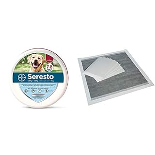 Seresto Collare Cani Medio/Grande > 8 kg, 70 cm & Amazon Basics Tappetini igienici con carbone attivo per l'addestramento di cagnolini e altri animali domestici, misura standard, 80 pezzi