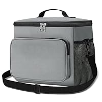 10L Insulated Lunch Bag for Men Women, Foldable Cooler Bag Thermal Lunch Tote for Work School Picnic Travel (Grey)