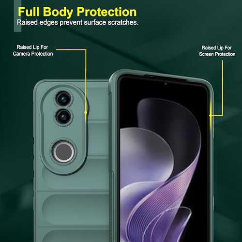 Image of Zapcase Back Case Cover for Vivo V50e 5G | Compatible for Vivo V50e 5G Back Cover | Liquid Silicon Magic Case with Camera Protection | Dark Green