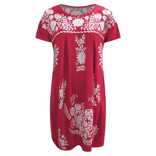 Robe mi-longue ethnique fluide col rond avec ourlet pivotant leger - 3