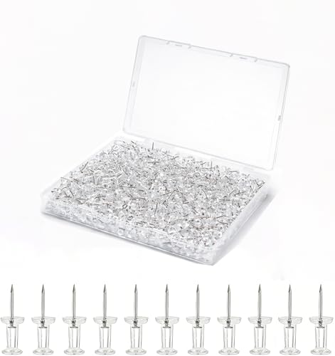 350 Pack Clear Thumb Tacks, Push Pins with Nickel-Plated Steel Point, Push Pins for Cork Board, Bulletin Board, punaises Babillard, Maps, Photos & Office Use image 8
