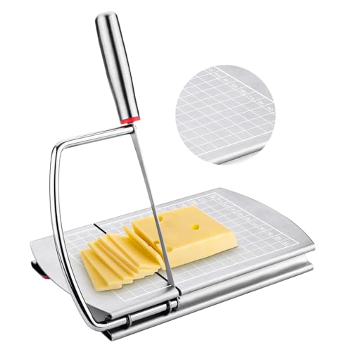 Cheese Slicer, Stainless Steel Cheese Cutter Board with Blade Multipurpose