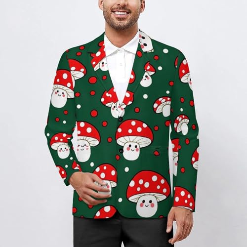 Cute Mushroom Men's Slim Suit Long-Sleeve Prom Tuxedo Classic Two Button Business Jacket2