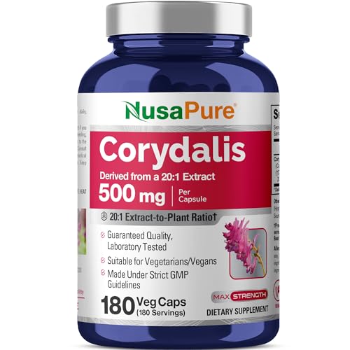 NusaPure Corydalis Root Capsules 500 mg 180 Veg Capsules (Non-GMO Vegan)