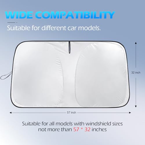 FLORICH Car Windshield Sunshade Reflective Car Sun Protection Blocks 99% Heat & Keeps Interior Cool Foldable Sun Visor Cover Universal Fits Cars, SUVs, Trucks Accessories for Summer 59"x33" by FLORICH - Used condition - Image 5